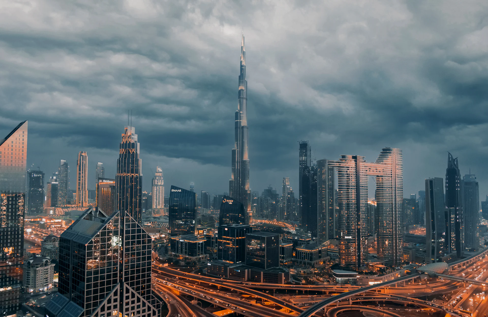 Burj Khalifa above the Downtown Dubai skyline